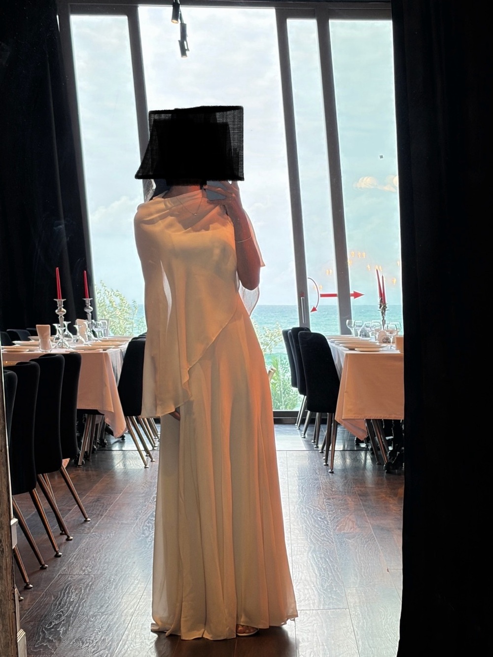Reformation Cream Draped Maxi Gown with Cape - Picture 5 of 6